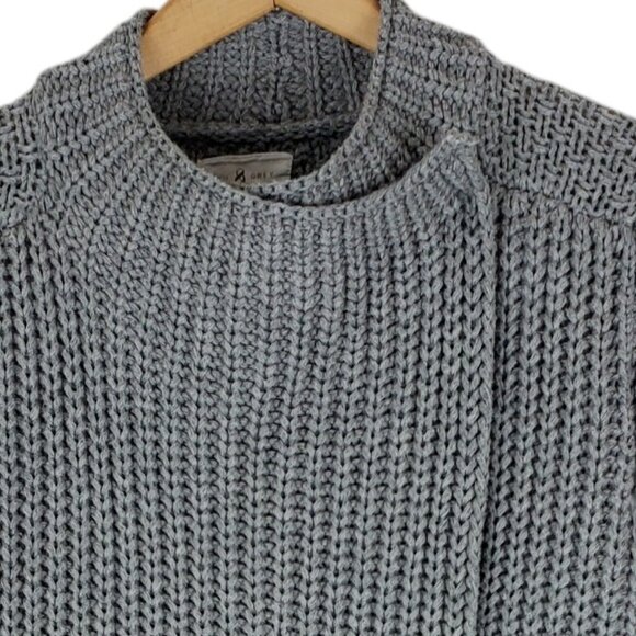 Lou & Grey Wide Ribbed Thick Knit Wool Cotton Side Snap Wrap Cardigan Sweater M - Picture 3 of 11